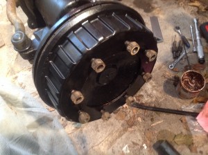 Brake drum on. Finished